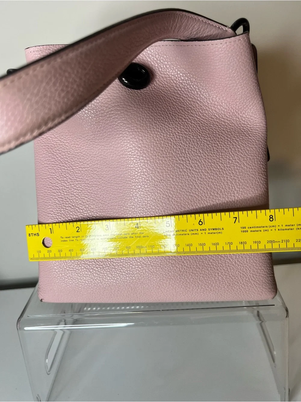 Coach Pink Pebbled Leather Shoulder Bag with Black Trim